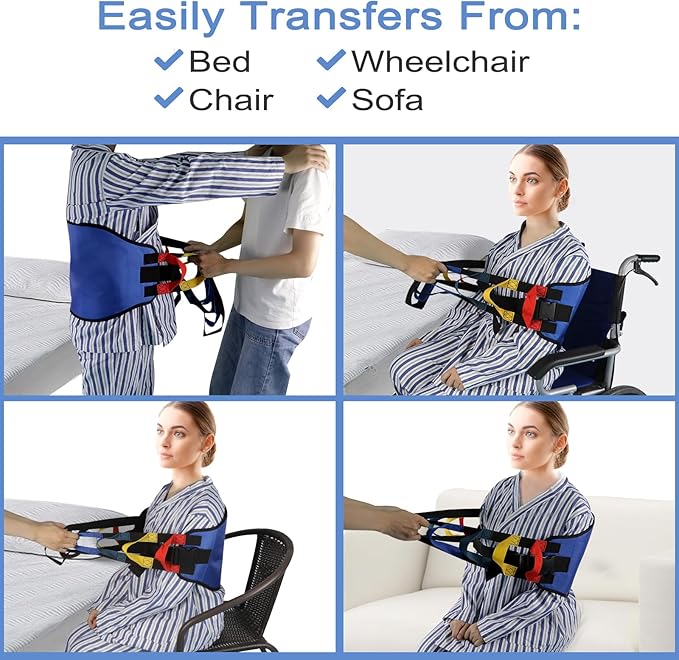 Transfer Sling, Transfer Belt Gait Belts for Seniors, Heavy Duty Patient Lift Belt with Straps, Mobility Standing and Lifting Belt for Elderly, Disabled, Injured-Safely Move from Bed and Wheelchair