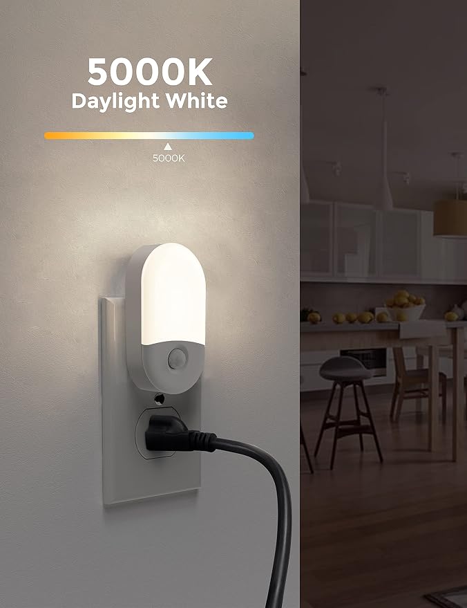 L LOHAS LED Motion Sensor Night Light, Bright Night Lights Plug into Wall | Motion Activated Night Light, Daylight White, Motion Sensor Light Indoor Plug in, Nursery Kids Adults Bathroom Bedroom 4 Pack