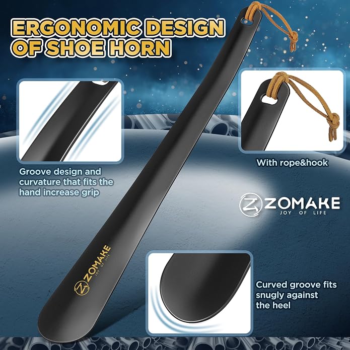 ZOMAKE Metal Shoe Horn, Small Travel Shoehorn for Men Women Kids, 5.9''/7.3''/7.5'' Portable Shoe Spoon Helper
