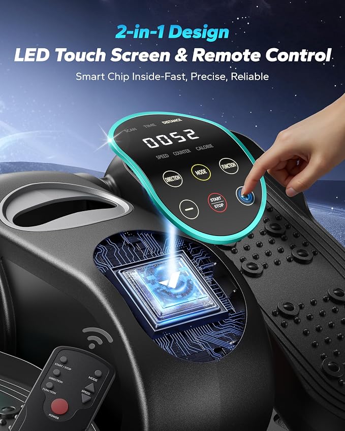MERACH Under Desk Elliptical Machine, Leg Exerciser While Sitting for Seniors with 12-Speeds & Remote Control, Quiet Portable Electric Seated Pedal Exerciser Machine for Home Office