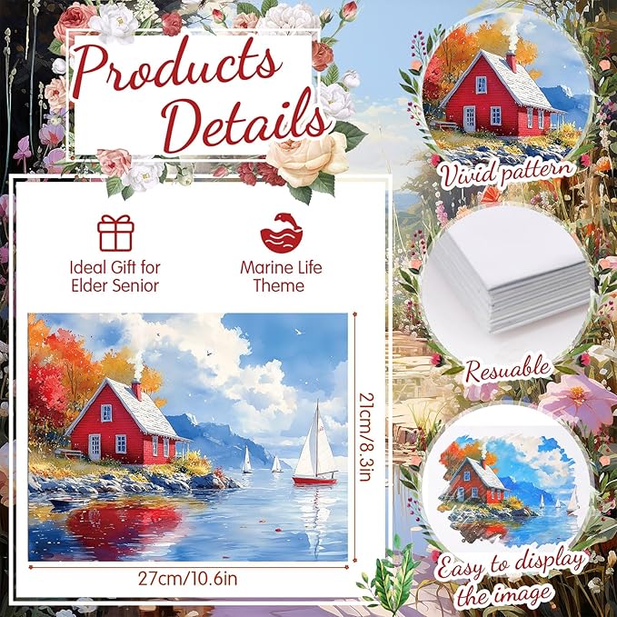 24 Pcs Dementia Products for Elderly Alzheimers Activities for Adults Seniors Reusable Water Painting Supplies with 1 Painting Brush Water Doodle Coloring Drawing Gifts Set(Country Life)