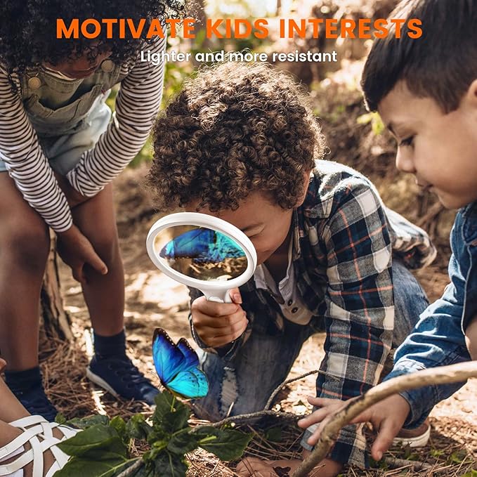 Magnifying Glass with Light Large 5" Lens, Handheld Illuminated Lighted Magnifier 24LED 1UV Light for Seniors, Reading, Coins, Jewelry, Close Work