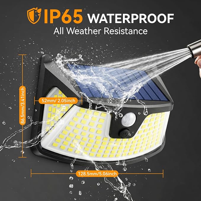 152LED Solar Motion Light Outdoor, 850LM Super Bright 3-Mode Motion Sensor Light, IP65 Waterproof, 270° Wide-Angle Security Light, Solar Powered Flood Lamp for Garden, Wall, Fence, and Garage (4 Pack)