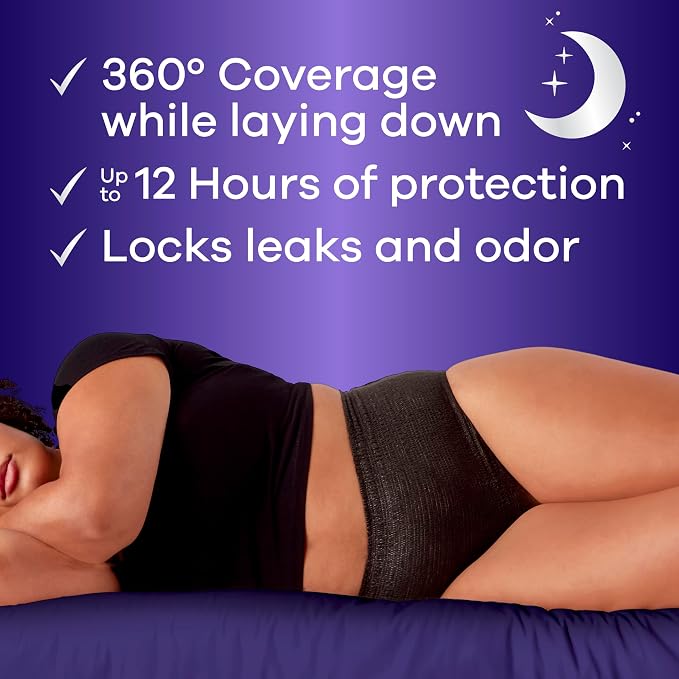 Always Discreet Night, Reimagined Adult Diapers for Women, Extended Overnight Absorbency Incontinence and Postpartum Underwear Size XL/XXL, 360 Degree Coverage While Laying Down, 14 Count (Pack of 2)