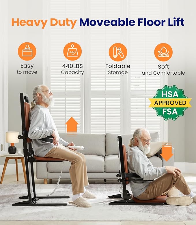 MAIDeSITe Electric Chair Lift, Stand Up Independently from Floor, Support Up to 440 LBS for Home/Care Center, Lift Elderly from Floor, AX05