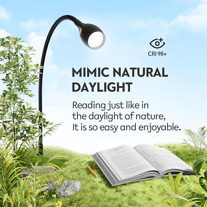 acegoo Wall Mounted Minimalist Bedside Reading Light, Wooden Headboard Mount Flexible Neck Book Light, Handy Lamp Head Switch, CRI 98+ 4000K LED, Powered by USB