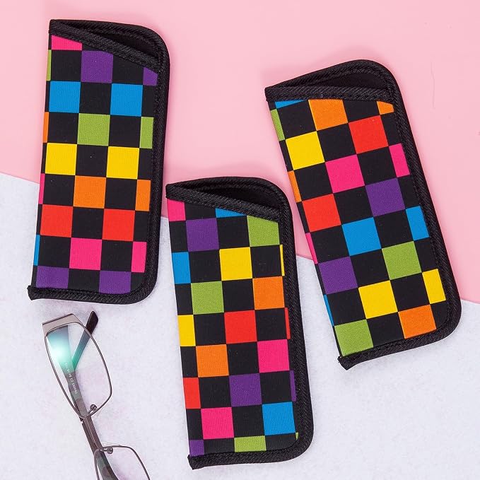 TRIUMPH VISION Reading Glasses Pouch Eyeglass Sleeve Soft Case Slim 3 Pack | Alternative to Bulky Case Lightweight，Neoprene Lined Padded Protect Optical lens Slip in, Cute Pattern Portable for Daily Use