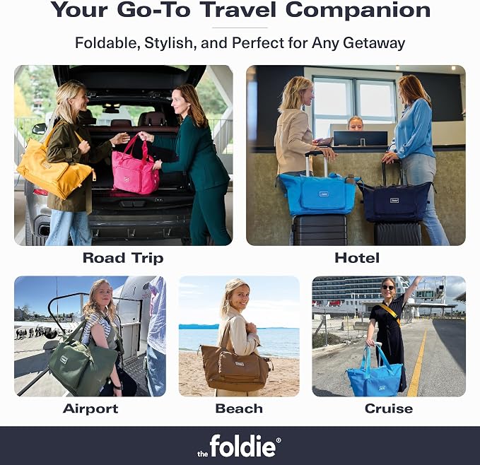 The Foldie Foldable Travel Bag for Women - 40L Weekender Bag with Multiple Pockets - Carry On Expendable Travel Bag