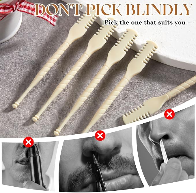 Lothee 50 Pcs Manual Nose Hair Trimmer, Nasal Hair Cutter Bulk for Women, Portable 360 Rotating Nose Hairs Remover Tools for Home, Travel and Beauty Salon, Velvet Storage Bag (White)