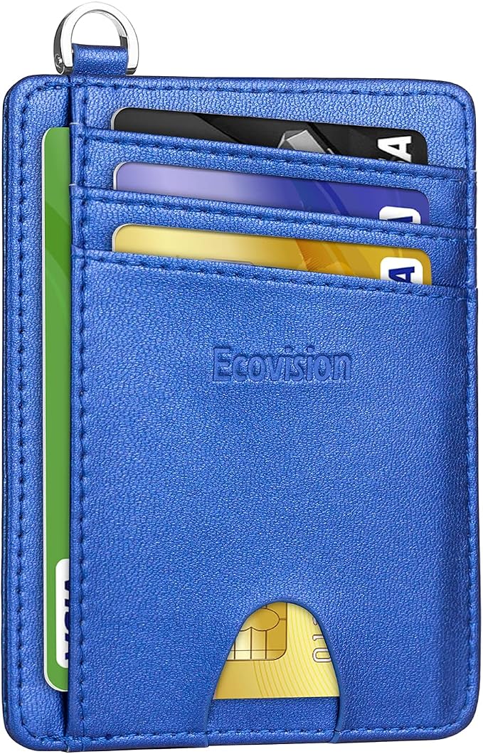 Slim Minimalist Front Pocket Wallet, RFID Blocking Credit Card Holder Wallet with Detachable D-Shackle for Men Women