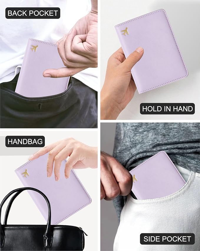 Passport Holder for Travel, RFID Blocking Waterproof PU Leather Travel Passport Cover Case Wallet
