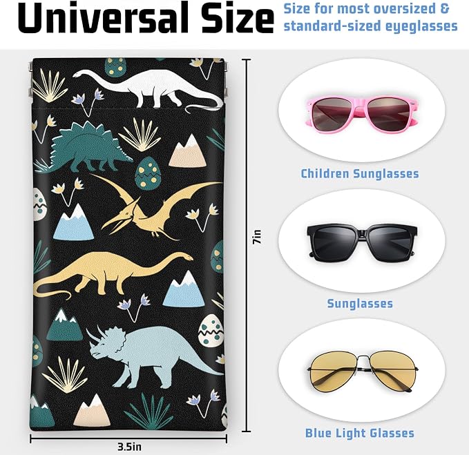 Soft Sunglasses Eyeglass Glasses Case,7x3.5inch Portable PU Leather Squeeze Top Holder Bag Pouch for Women Men