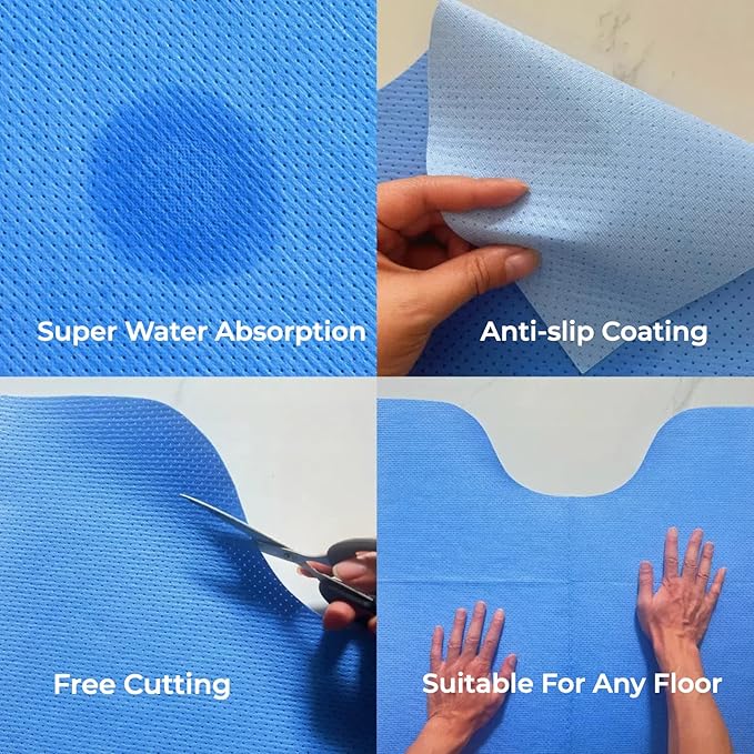 Disposable Toilet Mats for Effort-free Hygiene and Upgraded Bathroom Comfort, Suited for Elders, Children, Women, and Alzheimer's Patients, U-Shaped Absorbent Toilet Floor Mat (25 pack)