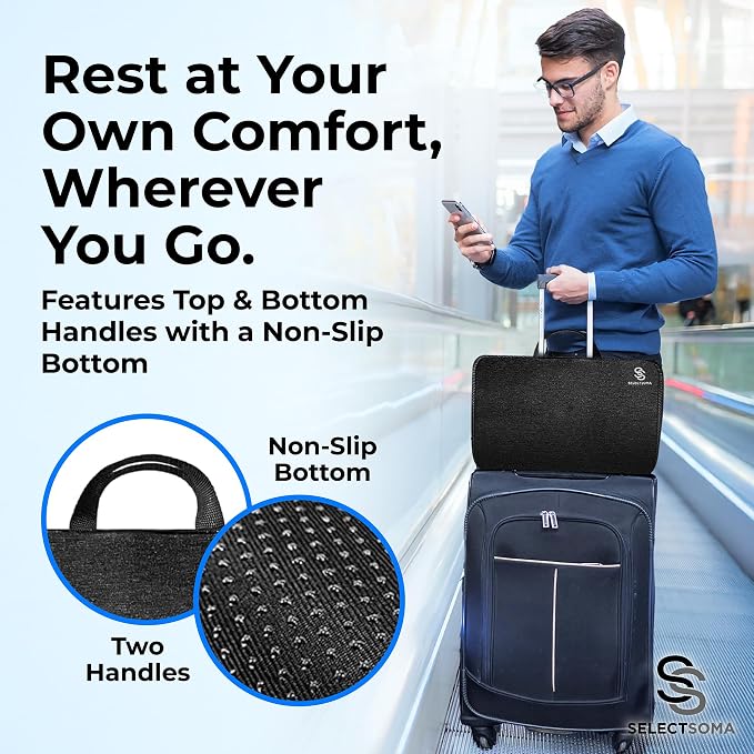 SelectSoma Gel Seat Cushion for Long Sitting, Pressure Relief for Sciatica, Tailbone, Coccyx & Back Pain, Office Chair, Wheelchair, Car & Truck – Travel with Handles Blue Gel