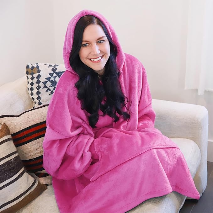 Catalonia Oversized Blanket Hoodie Sweatshirt, Wearable Sherpa Lounging Pullover for Adults Women Men