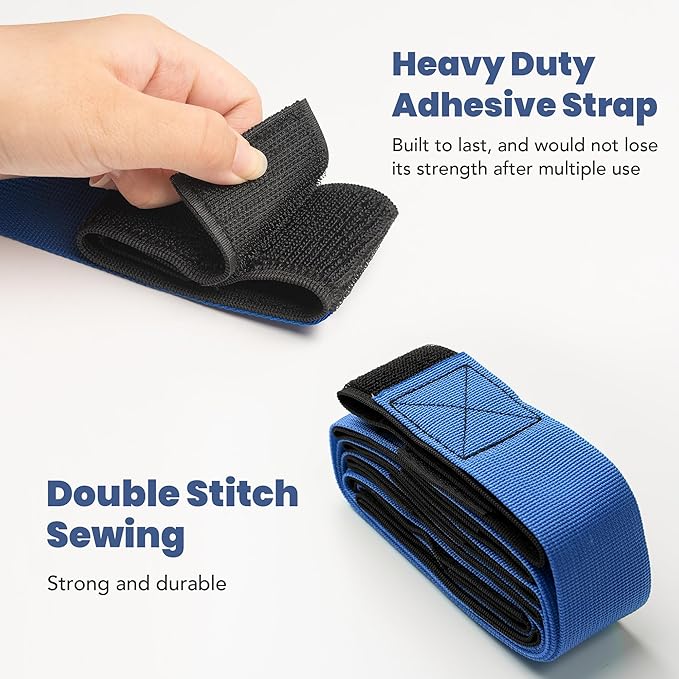 Team Building Games 6 Legged Race Bands for Adults Perfect for Carnival, Field Day, Relay Race, Family Backyard Party Supplies (2pk, Blue & Red)