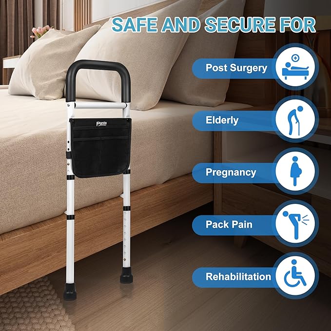 Panta Bed Rails for Elderly Adults Safety, Adjustable Bed Assist Rails for Seniors,Black