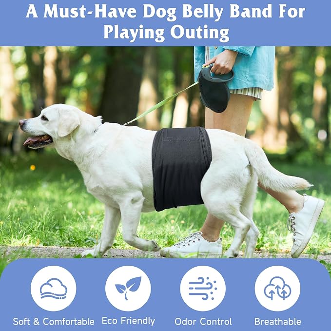 5 Pack Dog Diapers Male Reusable, Premium Belly Bands for Male Dogs, High Absorbing Dog Pee Wraps for Doggie in Incontinence and Training Gray XXL
