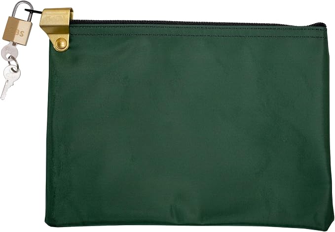 Medication Security Bag with Padlock, Forest Green | Zipper Hood, Includes 2 Keys, Small Pill Bag, Travel Carry Pouch, Medicine Storage, Made in USA