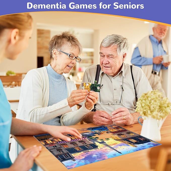 3 Packs 48 Large Piece Puzzle for Seniors,Dementia Alzheimer's Products Activities for Elderly Adults,Easy Puzzle Alzheimer’s Memory Cognitive Game Gift for Patient in Nursing Home with 6 Storage Bags