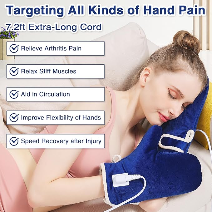 Heated Gloves for Arthritis Hands - Electric Heating Mittens 30s Fast Heat Therapy for Carpal Tunnel Pain Relief - Hand Heating Pad Treatment Wrist Fingers 10-90Min Auto Shut Off & 86℉-158℉ Temp