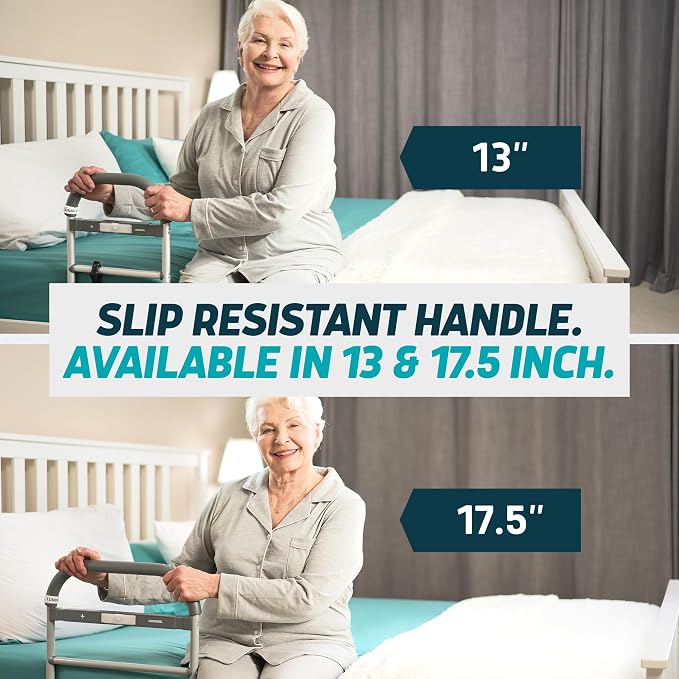 Lunderg Large Bed Assist Rail for Seniors with Motion Light & Non-Slip Bar | Easy to Install Bed Rails for Elderly Adults Safety & Post-Surgery - Helps Reduce Falls & Support Independence