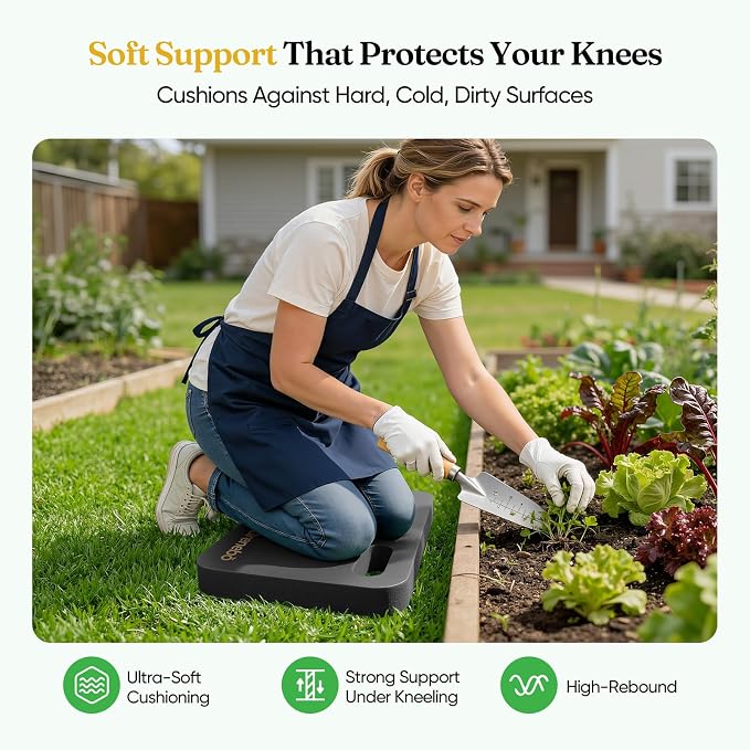 Grenebo 2-Pack Kneeling Pads, Extra Thick NBR, 17.3 x 11 x 1.6 in, Black | Soft NBR Foam Cushion for gardening kneeling pad use, Knee pad support for Gardening, Baby Bathing, Exercise and Work