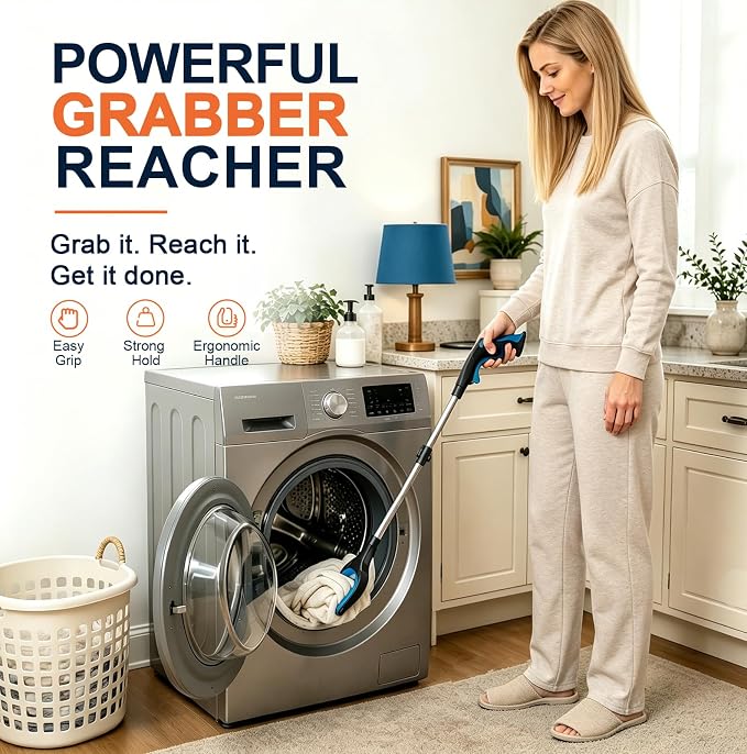 32" Grabber Reacher Tool, LEGENDONE Foldable Reacher Grabbers Pickup Tool for Senior, Heavy Duty Upper Gripper, Wide Claw Trash Picker, Strong Grip| Powerful Magnet| 360° Rotating Head