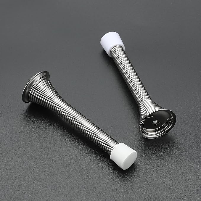 Ravinte Door Stoppers, 6 Pack Spring Door Stops with Rubber Bumper, Satin Nickel Door Stoppers for Bottom of Door