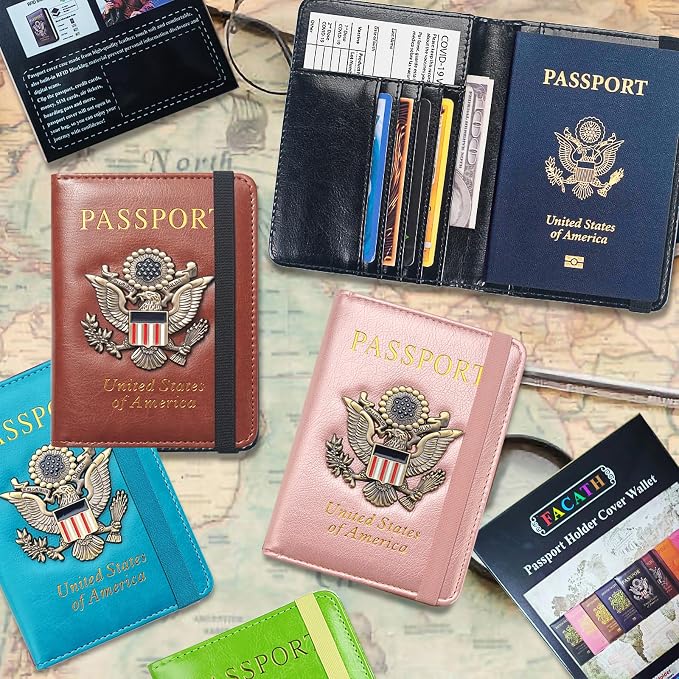 Premium Passport Holder for Travel RFID Blocking Passport Cover Slim | Passport Cover for Women Men Leather US Passport Wallet Case for Travel Passport Book Cover Travel Document Organizer Carrier
