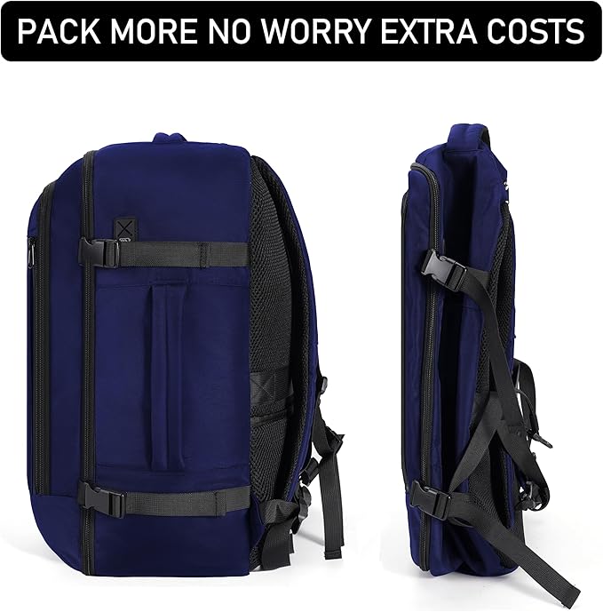 ECOHUB 35L TSA Friendly Travel Laptop Backpack for Men and Women, Large Carry-On Business Backpack with 17.3 In Laptop Compartment, Waterproof Oxford Fabric, Anti-Theft Pocket, Multiple Pockets, Blue