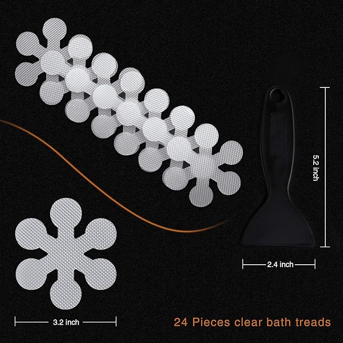 Bathtub Stickers Non-Slip, 36 PCS Safety Shower Treads Adhesive Appliques with Premium Scraper
