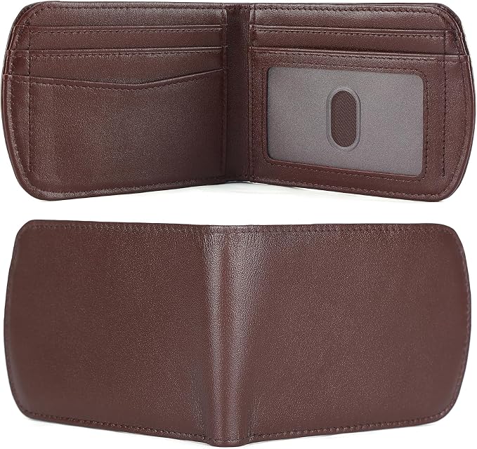 Polare Slim Curve Front Pocket RFID Blocking Italian Real Leather Bifold Wallet for Men (Coffee)
