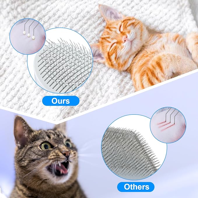 Cat Brush for Shedding,Silicone Self Cleaning Long & Short Hair Grooming | Removing Loose Hair,Minimized Shedding,Cat Approved,Comfortable Grip,Little Plastic Tips,Right Size Brush