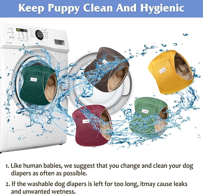 5 Pack Dog Diapers Male Reusable, Premium Belly Bands for Dogs, High Absorbing Male Dog Pee Wraps for Doggie in Incontinence or Excitable Urination Red XL