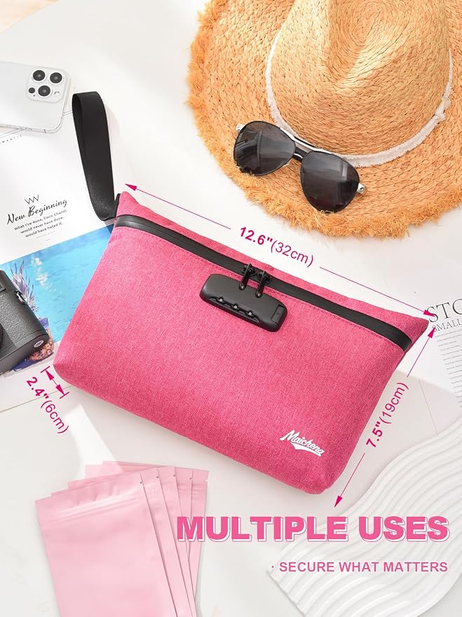 Smell Proof Bag with Combination Lock Large Storage Container Medicine Lock Bag Money Organizer Travel Storage Pouch