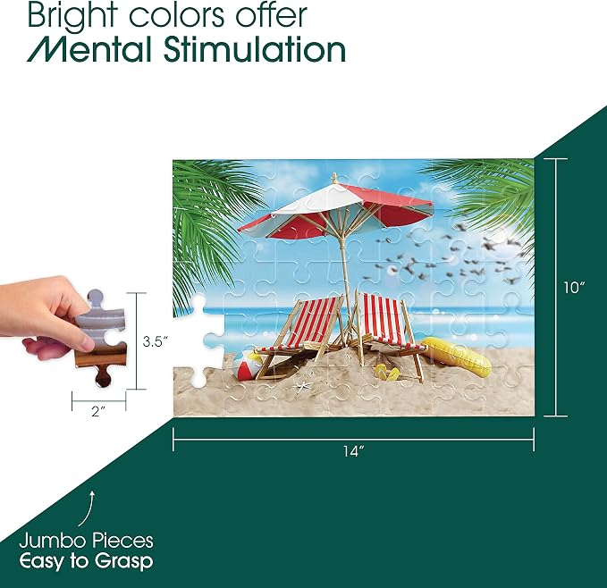 Keeping Busy Beachfront Dementia Puzzles Activities for Seniors | Alzheimer Products for Elderly Patients | Fun Memory Game Toy & Cognitive Brain for Senior Citizens w/Memory Loss or Alzheimers 35 PC