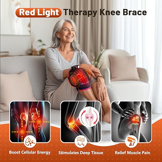 Red Light Therapy for Knee with Heat & Vibration Massage, Extension Band, Wireless Controller, 660nm&850nm Near Infrared Light Therapy Heated Device for Knee/Elbow/Shoulder