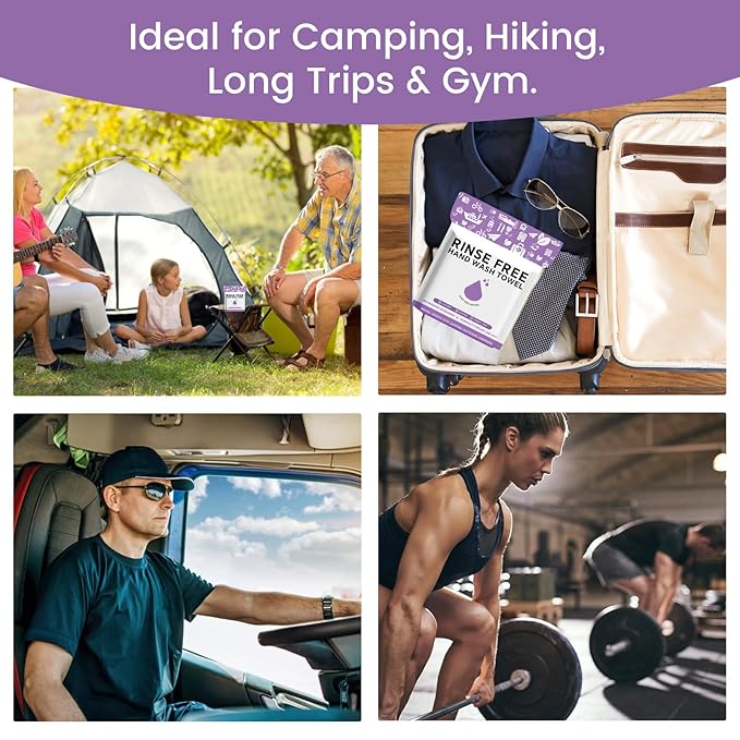 4 Packs XL No Rinse Body Wipes for Adults Bathing, Rinse Free Bathing Shower Wipes for Adults. Soap Infused, Disposable Body wipes for Elderly 100 PCS for Camping, Elderly, Post Surgery, Gym