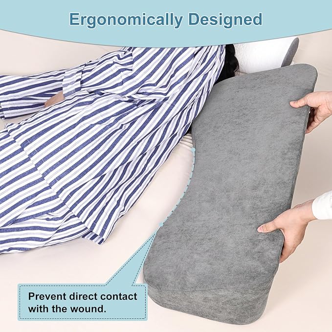 Long Wedge Pillow for After Surgery Curved Shaped Turning Wedge Pillow for Side Sleeping Bedridden Patient Products to Prevent Bed Sore and Improve Healing Process No-Slip Bottom Height 7.5 in