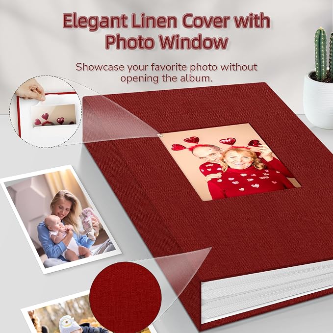 Popotop Photo Album 4x6-300 Photos Linen Cover Photo Books with 300 Horizontal Pockets,Slip-in Picture Albums for Family Wedding Anniversary Baby Vacation Pictures