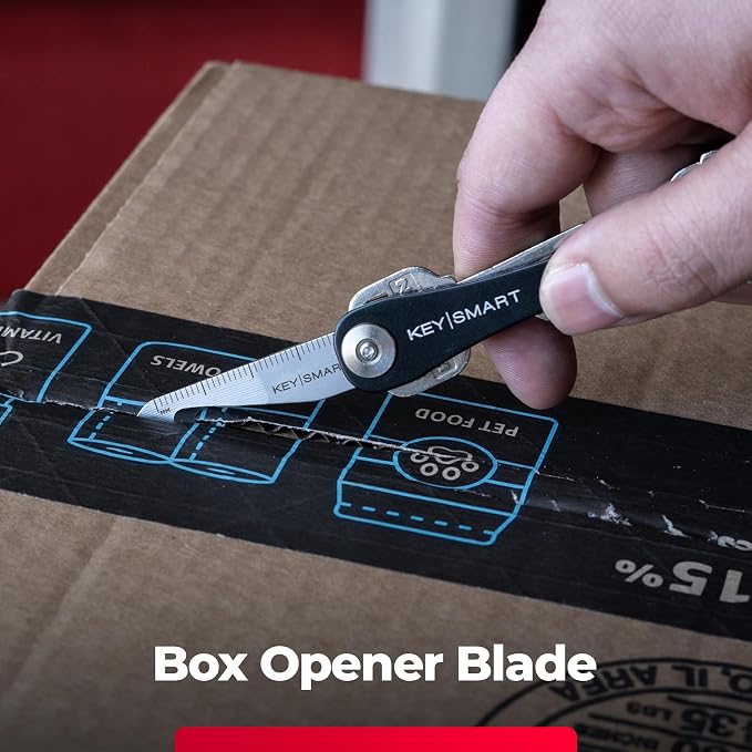 KeySmart MultiTool - 5-in-1 Multi-Purpose Keychain Tool with Box Opener, Ruler, Pry Bar, Phillips and Flat Head Screwdriver - EDC Gear Mini Multitool, and Keychain Accessories