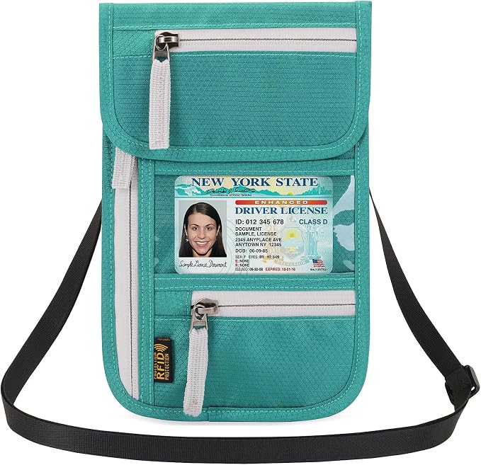 Neck Wallet Lightweight RFID Blocking Waterproof Travel Pouch Passport Wallets for Women Men