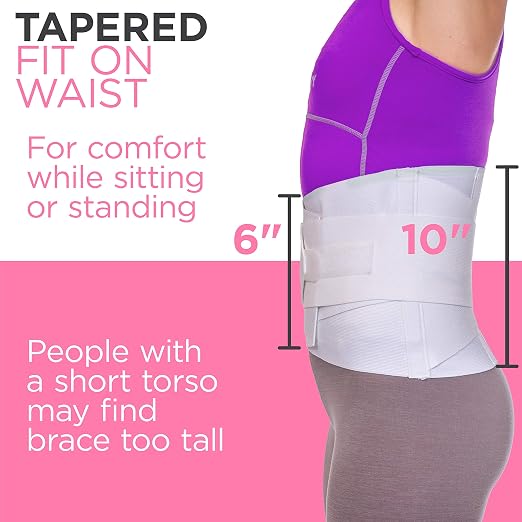 BraceAbility Women's Back Brace for Female Lower Back Pain - Lightweight Soft White Elastic Lumbar Compression Support Belt is Discreet Under Clothes for Ladies, Nurses, Walking (L)