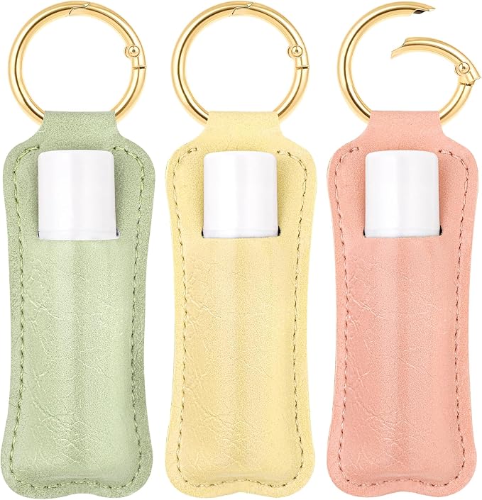 LUCKINEE Lip Balm Holder Keychain for Chapstick Holder Key Chain | Featured with Spring O Ring, Bag Charm Keychain, Great Linking to Purse and Belt Loops, Stocking Stuffers Gift for Women