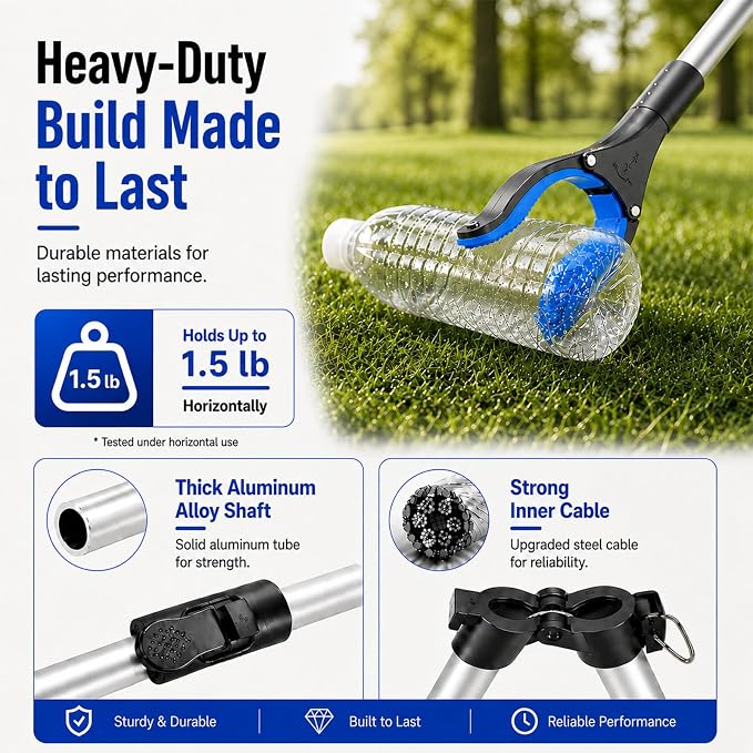 36" Grabber Reacher Tool, 2-Pack Long Reacher Grabber Pickup Tool with 4" Wide Anti-Slip Jaw, 360° Rotating Head and Magnetic Tip, Foldable Trash Grabbers for Seniors, Post Surgery Use Heavy Duty
