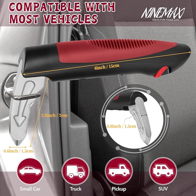 NINEMAX Car Door Handle for Elderly, 3 in 1 Car Handle Assist (1pc) | 3-in-1 Design Combines Car Assist Handle & Cane Support, Provides Stable Grip for Seniors, Portable Vehicle Entry Aid