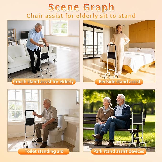 Stand Assist Aid for Elderly Chair Couch Standing Aids and Supports Hip Knee Surgery Recovery Aid Adjustable up to 400lb Height, Mobility Aids Tool Help get up for Seniors Bedrooms Toilet Bathrooms