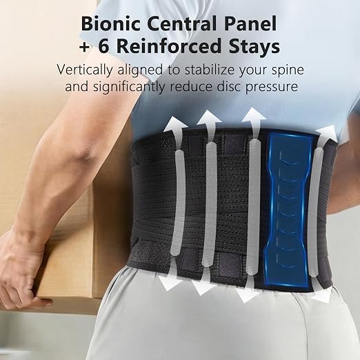 Comforband Copper-Infused Back Support Brace – Lightweight Lumbar Belt with 6 Supportive Stays for Lower Back Pain Relief, Muscle Spasms, Strains, Arthritis, and Sciatica – for Men and Women (X-Large)