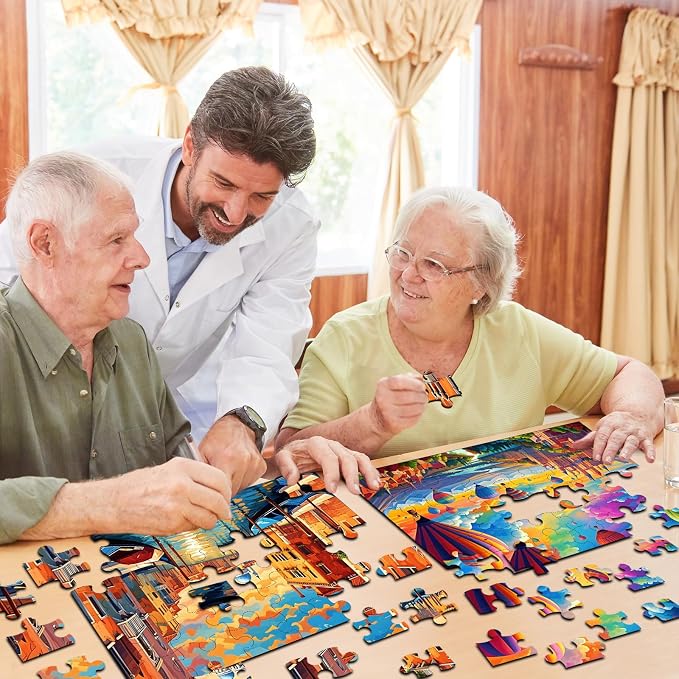 6 Pack 36-Piece Large Jigsaw Puzzles for Seniors Easy Dementia Alzheimer Products Dementia Activities Memory Training Game for Elderly Alzheimer's Patients in Nursing Home Gift (Style 1)